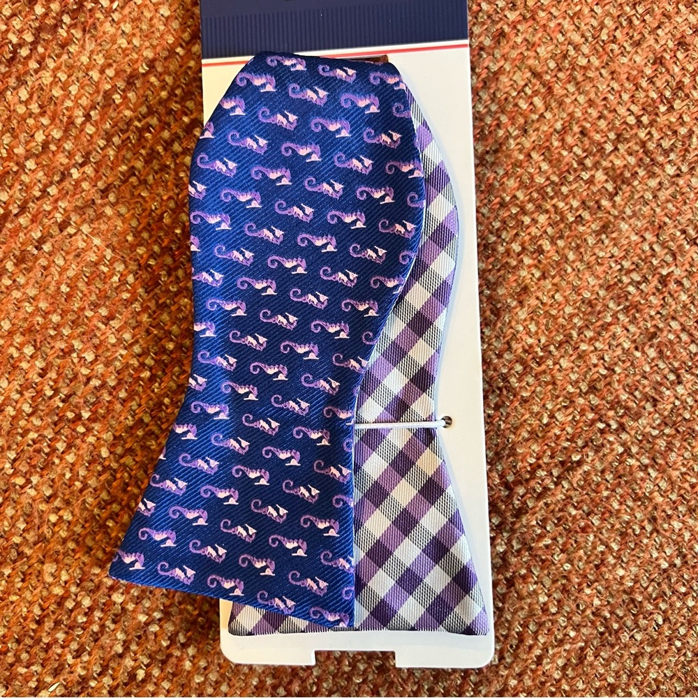 IZOD New Bow Tie Purple Gingham Check Pink Navy Seahorses Self Tie Adjustable